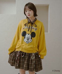 【Disney/ディズニー】 ミッキーマウス&ミニーマウス チェックロゴドロストニット