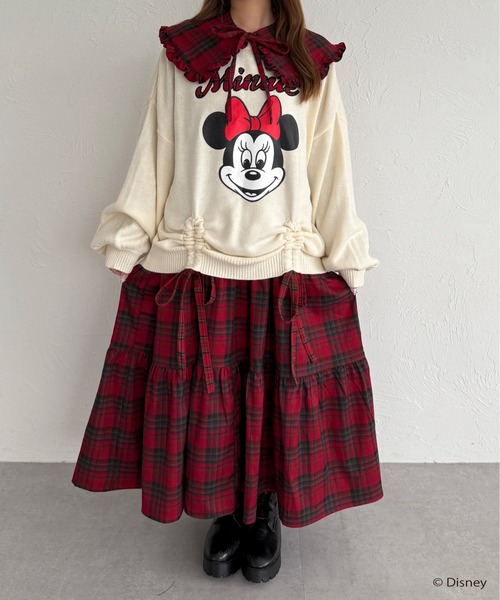 kutir(クティール)の「【Disney/ディズニー】 ミッキーマウス&ミニーマウス チェックロゴドロストニット(ニット/セーター・レディース・アイボリー/レッド/ダークブルー/ネイビー/イエロー/レッド系その他・FREE)」の14枚目の写真