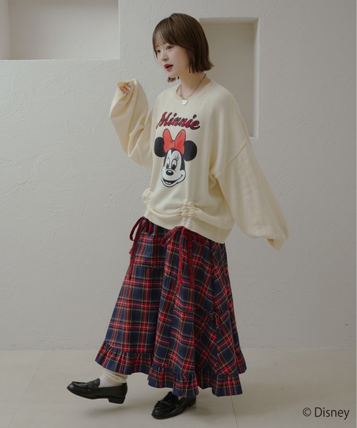 kutir(クティール)の「【Disney/ディズニー】 ミッキーマウス&ミニーマウス チェックロゴドロストニット(ニット/セーター・レディース・アイボリー/レッド/ダークブルー/ネイビー/イエロー/レッド系その他・FREE)」の12枚目の写真