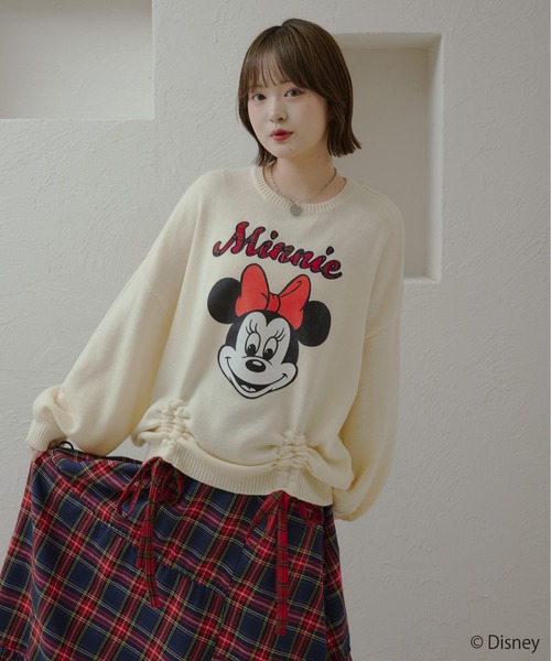 kutir(クティール)の「【Disney/ディズニー】 ミッキーマウス&ミニーマウス チェックロゴドロストニット(ニット/セーター・レディース・アイボリー/レッド/ダークブルー/ネイビー/イエロー/レッド系その他・FREE)」の7枚目の写真