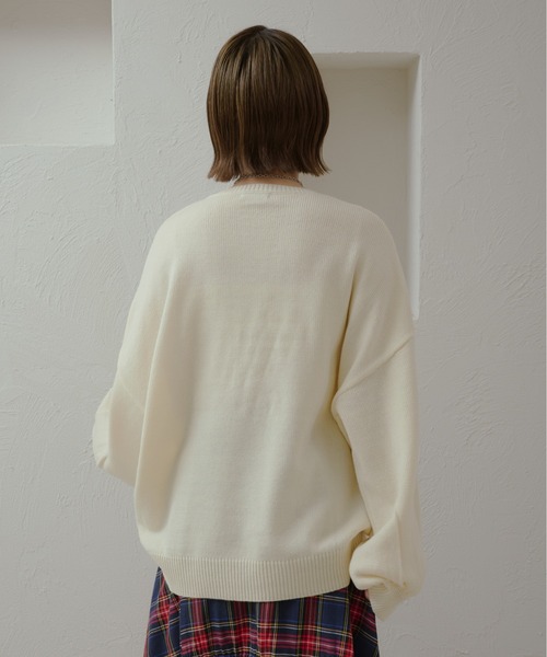 kutir(クティール)の「【Disney/ディズニー】 ミッキーマウス&ミニーマウス チェックロゴドロストニット(ニット/セーター・レディース・アイボリー/レッド/ダークブルー/ネイビー/イエロー/レッド系その他・FREE)」の9枚目の写真