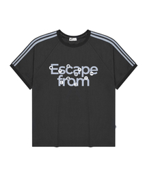 ESCAPEFROM（エスケープフロム）の「Logo Symbol Circle Print Sky Blue Track Short Sleeve T-Shirt Charcoal（Tシャツ/カットソー）」