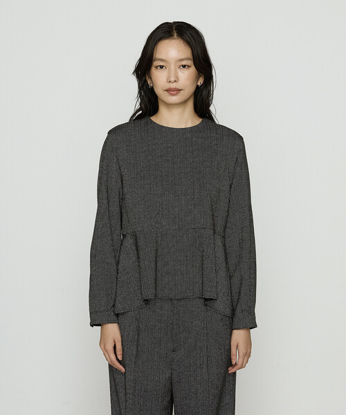 K.T KIYOKO TAKASE（キヨコタカセ）の「ピンヘッドツイード ペプラムブラウス（シャツ/ブラウス・レディース・ブラック・9号）」の5枚目の写真