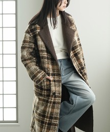 チェスターコート（ブラウン/茶色系・チェック柄）ファッション通販