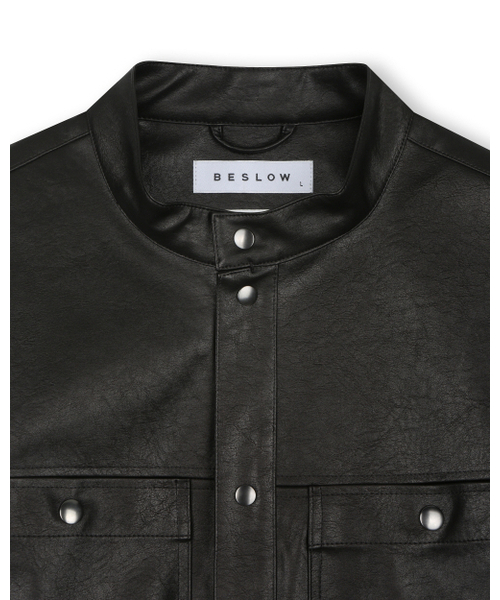 BESLOW（ビースロー）の「VEGAN LEATHER STAND COLLAR JACKET BLACK（ライダースジャケット・メンズ・その他・SMALL/MEDIUM）」の13枚目の写真