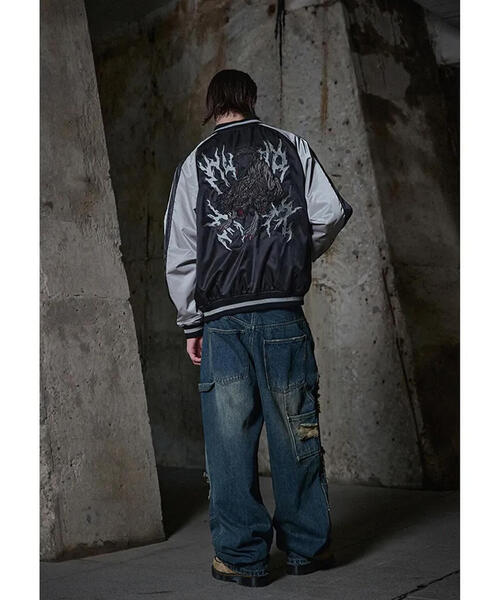 NOT4NERD（ノットフォーナード）の「NOT4NERD/ノットフォーナード/Cerberus Satin Blouson Jacket（スカジャン・メンズ・ブラック/カーキ・L/M/XL）」の8枚目の写真