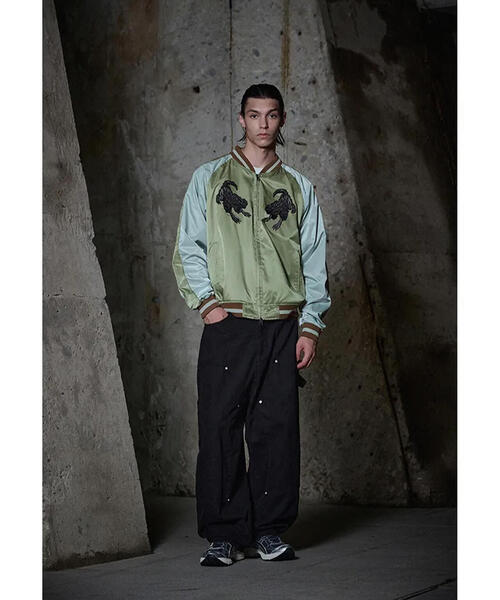 NOT4NERD（ノットフォーナード）の「NOT4NERD/ノットフォーナード/Cerberus Satin Blouson Jacket（スカジャン・メンズ・ブラック/カーキ・L/M/XL）」の14枚目の写真