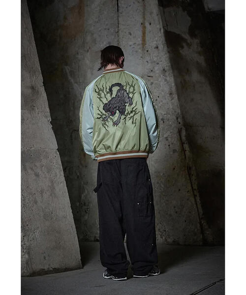 NOT4NERD（ノットフォーナード）の「NOT4NERD/ノットフォーナード/Cerberus Satin Blouson Jacket（スカジャン・メンズ・ブラック/カーキ・L/M/XL）」の15枚目の写真