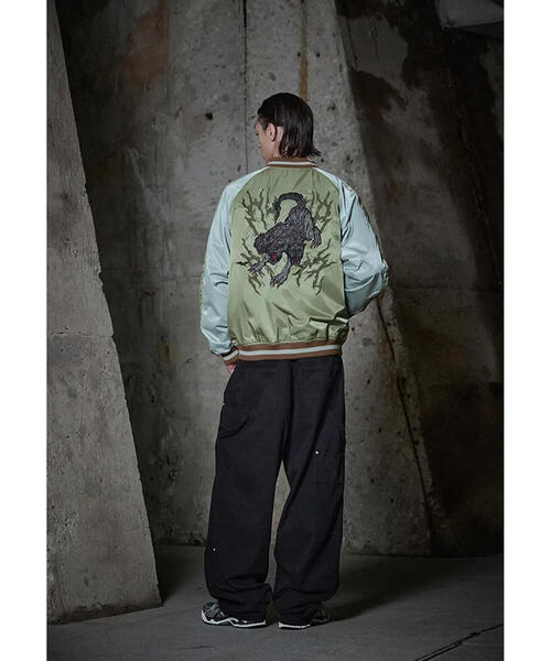 NOT4NERD（ノットフォーナード）の「NOT4NERD/ノットフォーナード/Cerberus Satin Blouson Jacket（スカジャン・メンズ・ブラック/カーキ・L/M/XL）」の16枚目の写真