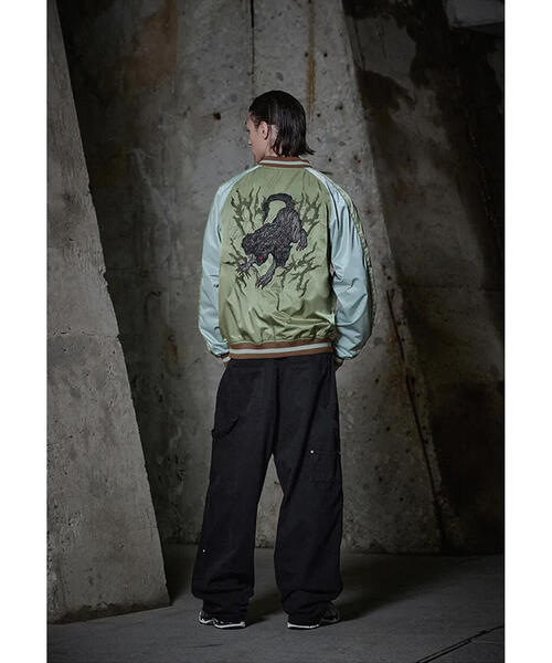 NOT4NERD（ノットフォーナード）の「NOT4NERD/ノットフォーナード/Cerberus Satin Blouson Jacket（スカジャン・メンズ・ブラック/カーキ・L/M/XL）」の18枚目の写真