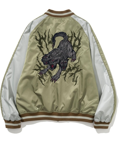 NOT4NERD（ノットフォーナード）の「NOT4NERD/ノットフォーナード/Cerberus Satin Blouson Jacket（スカジャン・メンズ・ブラック/カーキ・L/M/XL）」の4枚目の写真
