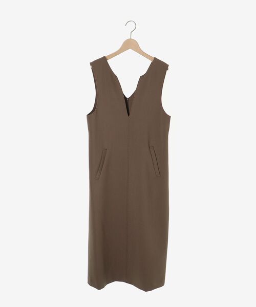 le.coeur blanc（ルクールブラン）の「Vネックジャンパースカート（ジャンパースカート・レディース・モカ/ブラック・38）」の3枚目の写真