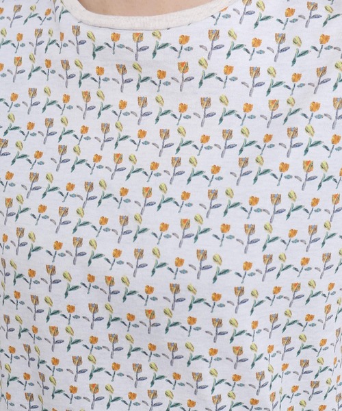 l'atelier du savon（アトリエドサボン）の「ならんだチューリップ　プリント半袖Tシャツ（Tシャツ/カットソー・レディース・ホワイト/イエロー・FREE）」の12枚目の写真