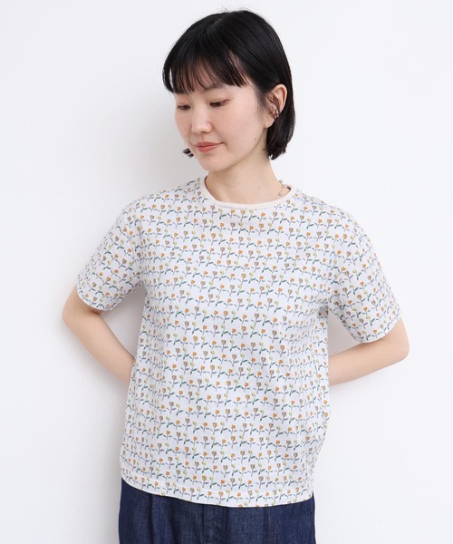 l'atelier du savon（アトリエドサボン）の「ならんだチューリップ　プリント半袖Tシャツ（Tシャツ/カットソー・レディース・ホワイト/イエロー・FREE）」の5枚目の写真