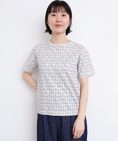 l'atelier du savon（アトリエドサボン）の「ならんだチューリップ　プリント半袖Tシャツ（Tシャツ/カットソー・レディース・ホワイト/イエロー・FREE）」の6枚目の写真