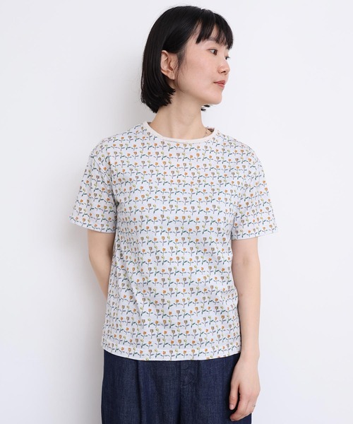 l'atelier du savon（アトリエドサボン）の「ならんだチューリップ　プリント半袖Tシャツ（Tシャツ/カットソー・レディース・ホワイト/イエロー・FREE）」の7枚目の写真