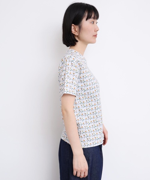 l'atelier du savon（アトリエドサボン）の「ならんだチューリップ　プリント半袖Tシャツ（Tシャツ/カットソー・レディース・ホワイト/イエロー・FREE）」の10枚目の写真