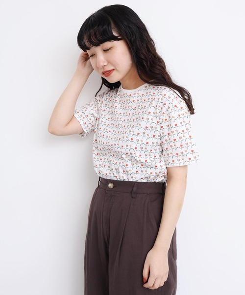 l'atelier du savon（アトリエドサボン）の「ならんだチューリップ　プリント半袖Tシャツ（Tシャツ/カットソー・レディース・ホワイト/イエロー・FREE）」の15枚目の写真