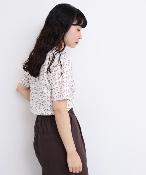 l'atelier du savon（アトリエドサボン）の「ならんだチューリップ　プリント半袖Tシャツ（Tシャツ/カットソー・レディース・ホワイト/イエロー・FREE）」の16枚目の写真