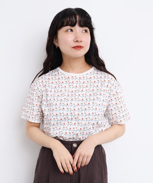 l'atelier du savon（アトリエドサボン）の「ならんだチューリップ　プリント半袖Tシャツ（Tシャツ/カットソー・レディース・ホワイト/イエロー・FREE）」の13枚目の写真