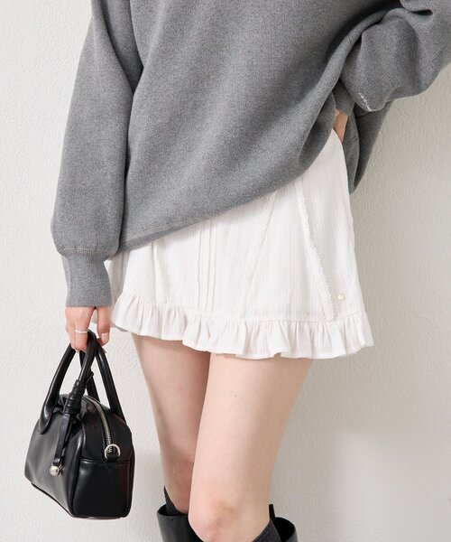 mystic（ミスティック）の「コットンフリルミニスカート（スカート・レディース・ブラック/オフホワイト・FREE）」の2枚目の写真