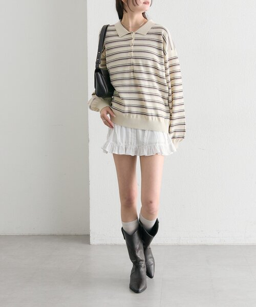 mystic（ミスティック）の「コットンフリルミニスカート（スカート・レディース・ブラック/オフホワイト・FREE）」の15枚目の写真