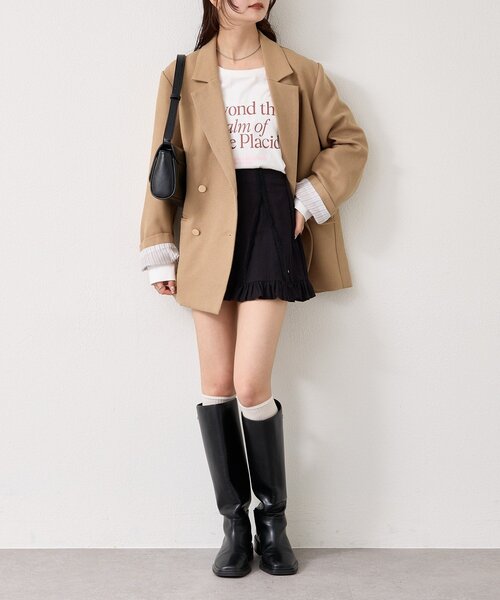 mystic（ミスティック）の「コットンフリルミニスカート（スカート・レディース・ブラック/オフホワイト・FREE）」の5枚目の写真