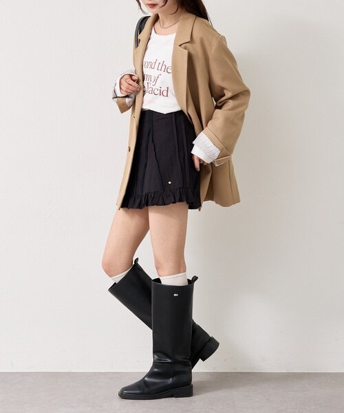 mystic（ミスティック）の「コットンフリルミニスカート（スカート・レディース・ブラック/オフホワイト・FREE）」の6枚目の写真