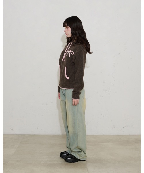 FCMM(エフシーエムエム)の「【日本限定】RIBBON KNIT HOODIE / リボンニットフーディ(ニット/セーター・レディース・ネイビー/ブラウン/グレー・SMALL/MEDIUM)」の9枚目の写真