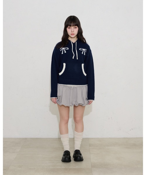 FCMM(エフシーエムエム)の「【日本限定】RIBBON KNIT HOODIE / リボンニットフーディ(ニット/セーター・レディース・ネイビー/ブラウン/グレー・SMALL/MEDIUM)」の19枚目の写真