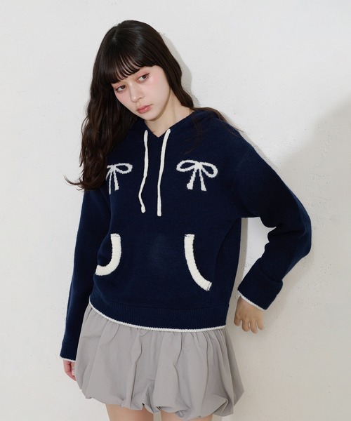 FCMM(エフシーエムエム)の「【日本限定】RIBBON KNIT HOODIE / リボンニットフーディ(ニット/セーター・レディース・ネイビー/ブラウン/グレー・SMALL/MEDIUM)」の12枚目の写真