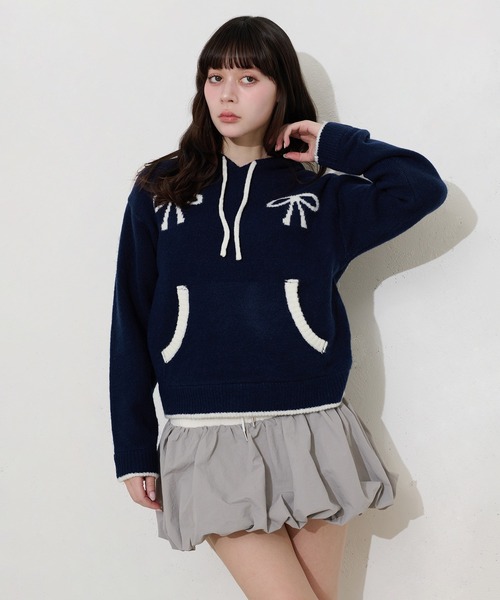 FCMM(エフシーエムエム)の「【日本限定】RIBBON KNIT HOODIE / リボンニットフーディ(ニット/セーター・レディース・ネイビー/ブラウン/グレー・SMALL/MEDIUM)」の13枚目の写真
