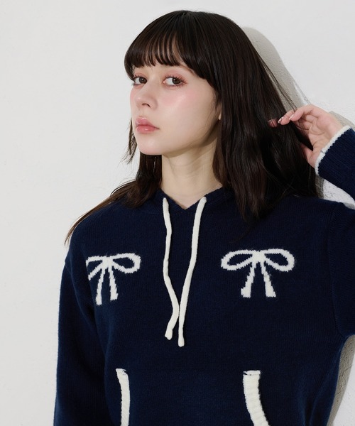 セール】【日本限定】RIBBON KNIT HOODIE / リボンニットフーディ