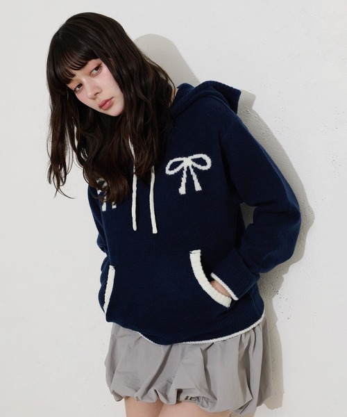 FCMM(エフシーエムエム)の「【日本限定】RIBBON KNIT HOODIE / リボンニットフーディ(ニット/セーター・レディース・ネイビー/ブラウン/グレー・SMALL/MEDIUM)」の14枚目の写真