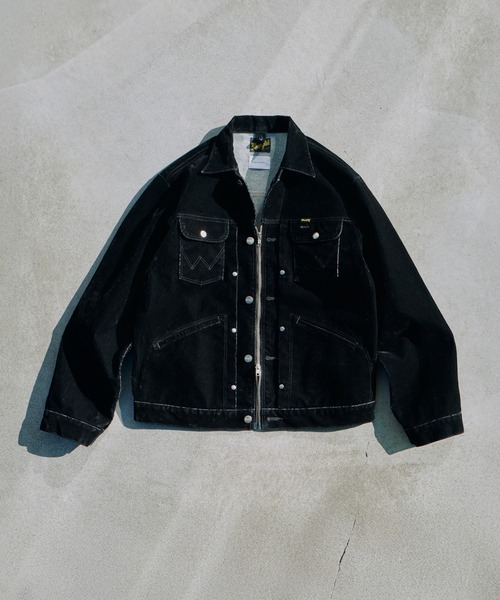 Camphor wood(カンファーウッド)の「【 Wrangler × CamphorWood 】custom 2way flocky trucker jacket【124MJ×24MJZ】/ 【ラングラーコラボレーション】カスタム2wayフロッキーデニムジャケット(その他アウター・メンズ・ブラック系2・SMALL/MEDIUM/LARGE)」の2枚目の写真