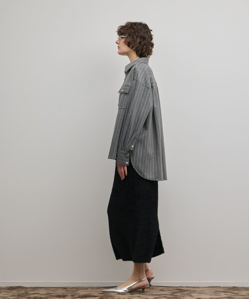 Diagram(ダイアグラム)の「ジャージビッグシャツ(シャツ/ブラウス・レディース・ベージュ/ストライプ・36/38)」の5枚目の写真
