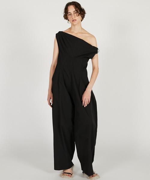 PRANK PROJECT（プランクプロジェクト）の「ドレープバルーンジャンプスーツ / Drape Balloon Jumpsuit（パンツドレス・レディース・ブラック/アイボリー・36/38）」の10枚目の写真