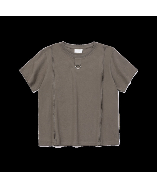 EPISODE UNTITLED(エピソードアンタイトルド)の「CROP CUT-OFF LOGO RING POINT T-SHIRT_KHAKI(Tシャツ/カットソー・レディース・その他・1)」の1枚目の写真