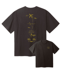 トラベルドローイングオーバーサイズ半袖Tシャツ[ダークグレー]
