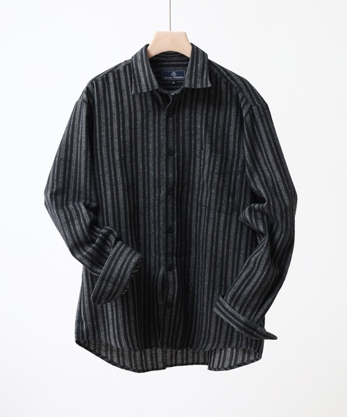 Ree&Mee(リーアンドミー)の「Ree&Mee ブロックチェック ストライプ ネルシャツ 起毛 長袖 シャツ(シャツ/ブラウス・メンズ・ブラック系2/その他2/その他1/ブラック系1・L/M/LL)」の4枚目の写真