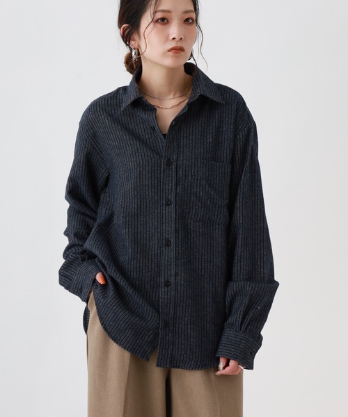 Ree&Mee(リーアンドミー)の「Ree&Mee ブロックチェック ストライプ ネルシャツ 起毛 長袖 シャツ(シャツ/ブラウス・メンズ・ブラック系2/その他2/その他1/ブラック系1・L/M/LL)」の18枚目の写真