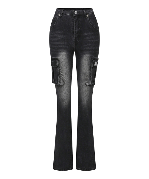 MUCENT（ムセント）の「ルベルブーツカットカーゴデニムパンツ（デニムパンツ・レディース・ブラック・SMALL/MEDIUM）」の2枚目の写真