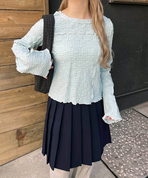 WC（ダブル シー）の「メロウパイピングロンT（Tシャツ/カットソー・レディース・アイボリー/サックスブルー・FREE）」の10枚目の写真