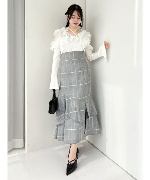 dazzlin（ダズリン）の「シアーラフルカットトップス（Tシャツ/カットソー・レディース・オフホワイト/ブルー/ブラック・FREE）」の6枚目の写真