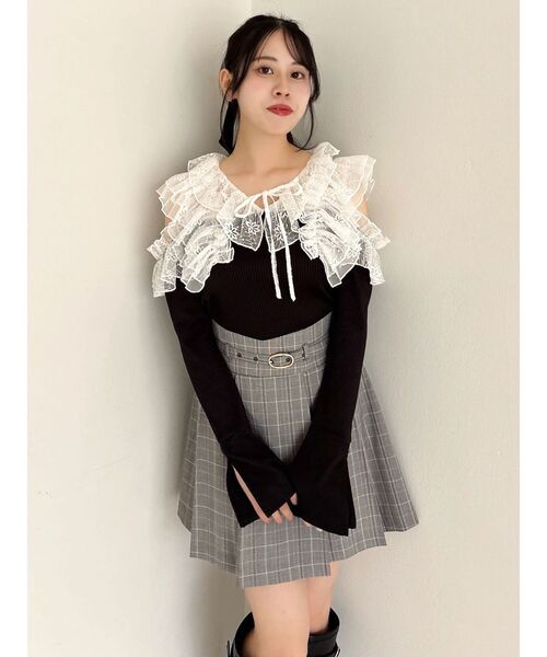 dazzlin（ダズリン）の「シアーラフルカットトップス（Tシャツ/カットソー・レディース・オフホワイト/ブルー/ブラック・FREE）」の8枚目の写真