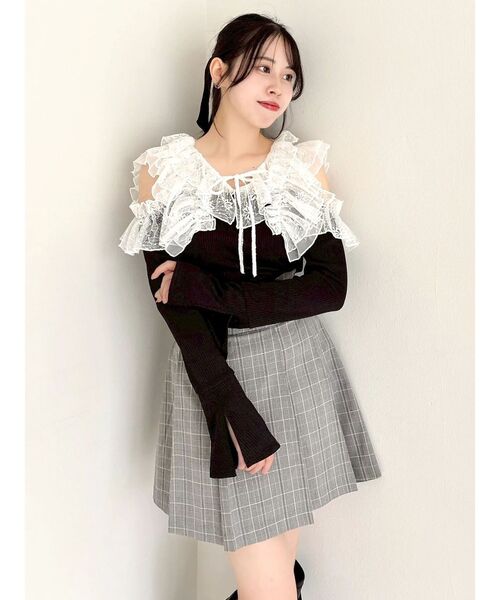 dazzlin（ダズリン）の「シアーラフルカットトップス（Tシャツ/カットソー・レディース・オフホワイト/ブルー/ブラック・FREE）」の9枚目の写真