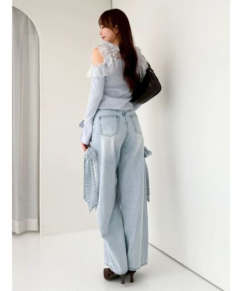 dazzlin（ダズリン）の「シアーラフルカットトップス（Tシャツ/カットソー・レディース・オフホワイト/ブルー/ブラック・FREE）」の18枚目の写真