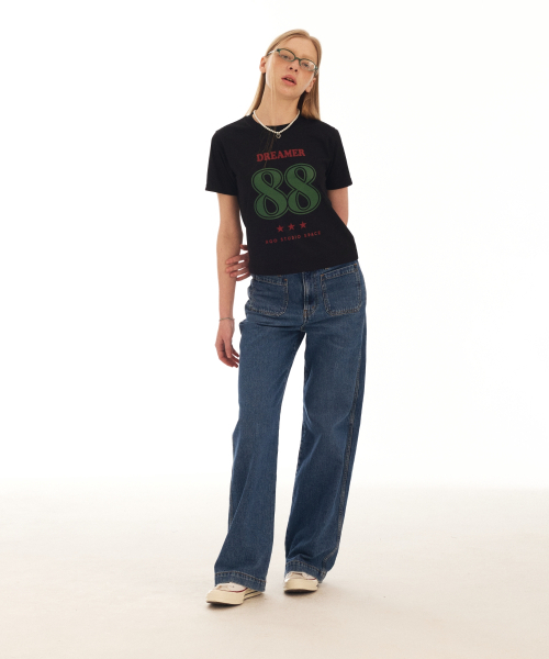 AQO STUDIO SPACE(アコスタジオスペース)の「ドリーマークロップTシャツブラック(Tシャツ/カットソー・レディース・ブラック・FREE)」の2枚目の写真