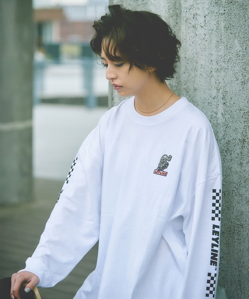 Leyline(レイライン)の「【Leyline】Skull checker l/s tee(Tシャツ/カットソー・メンズ・ブラック/ホワイト・M/L/XL)」の2枚目の写真