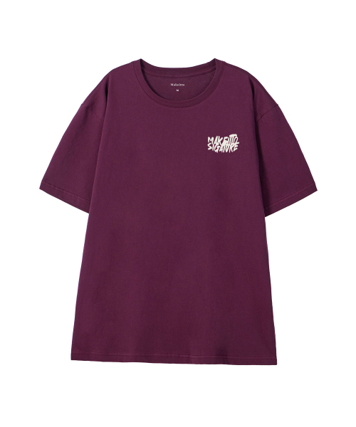 MAKEITTO（メイキット）の「[GRAFFITI LOGO] CREW NECK TEE_WINE（Tシャツ/カットソー・メンズ・その他・M/L/XL/XXL）」の2枚目の写真